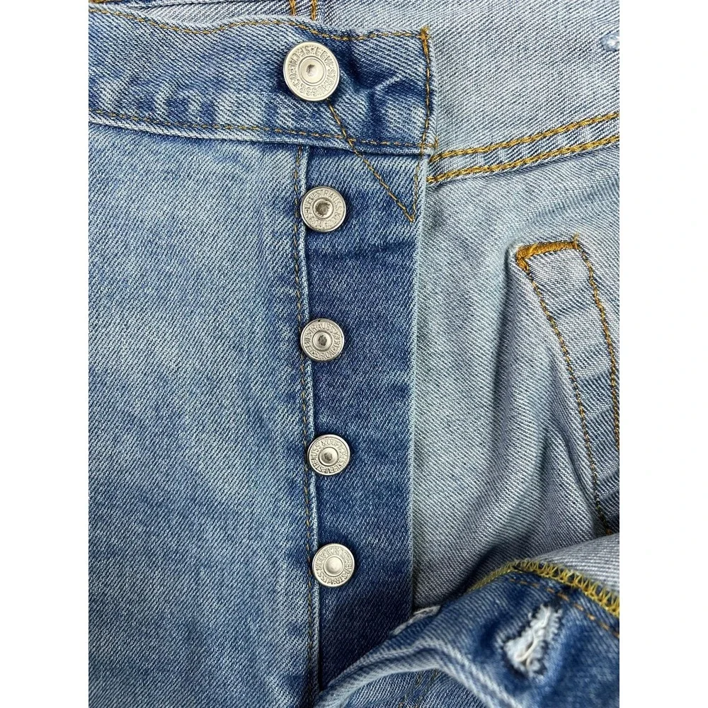 Levis 501‎ Jeans Mens 38x32 Medium Wash Blue Denim Regular Straight Button Fly